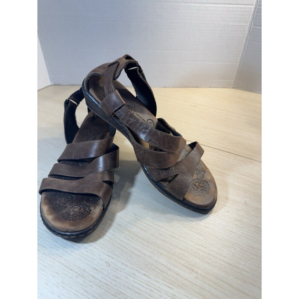 Born Kates Sandals Sz 7/38 Brown Leather Wedge Comfort Slingback Shoe - Picture 5 of 6